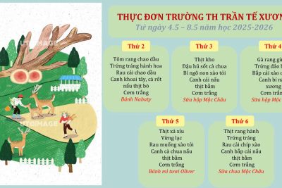 Thực đơn trường TH Trần Tế Xương từ ngày 04/05/2026 – 08/05/2026