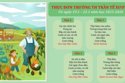 Thực đơn trường TH Trần Tế Xương từ ngày 22/12-25/12