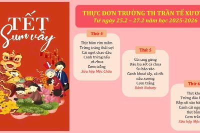 Thực đơn trường TH Trần Tế Xương từ ngày 25/02/2026-27/02/2026