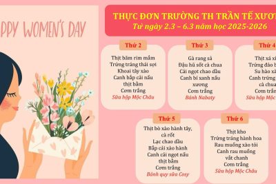 Thực đơn trường TH Trần Tế Xương từ ngày 02/03/2026-06/02/2026