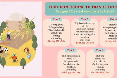 Thực đơn trường TH Trần Tế Xương từ ngày 30/03/2026-03/04/2026