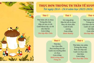 Thực đơn trường TH Trần Tế Xương từ ngày 20/04/2026 – 24/04/2026